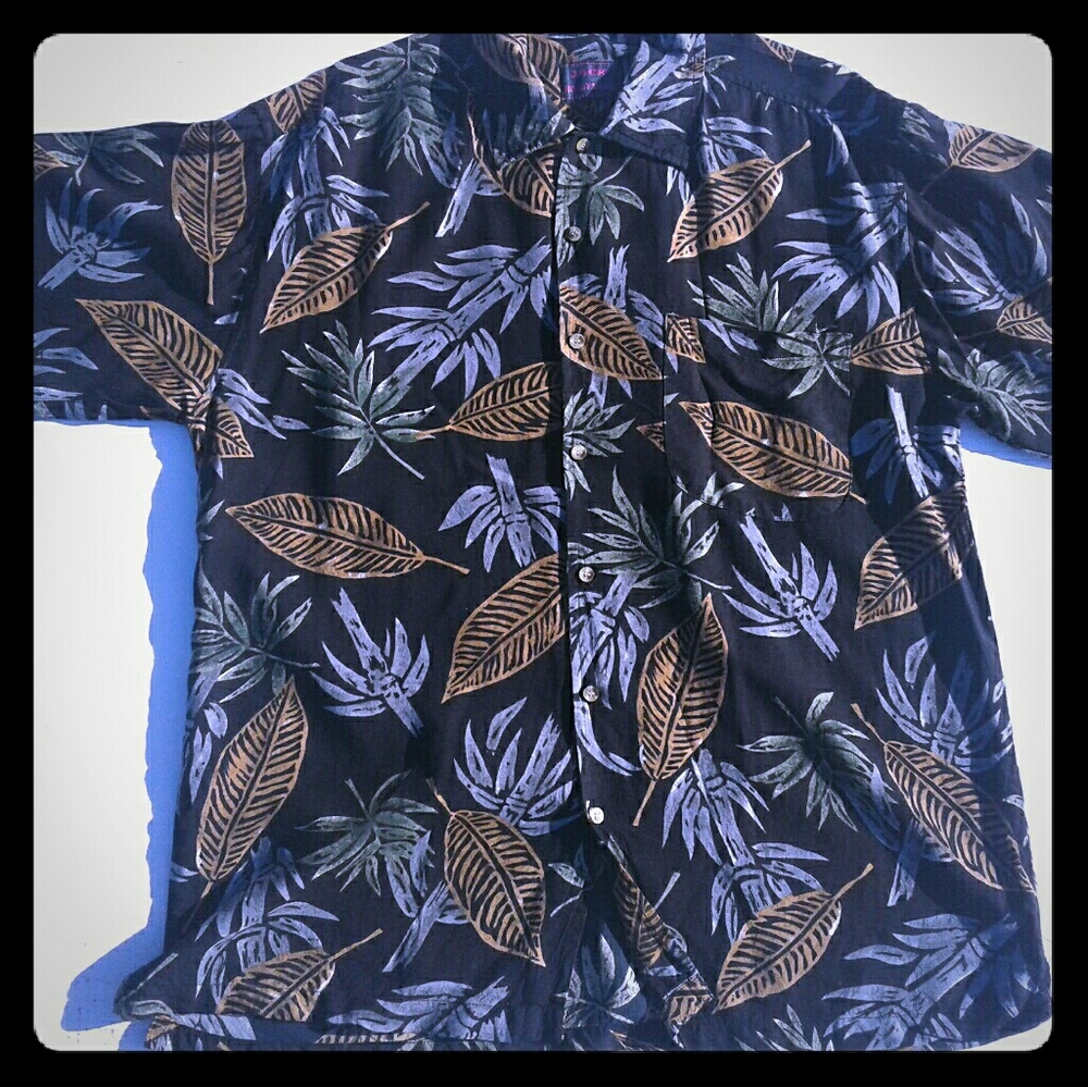 Jack Hollywood Hawaiian Foliage Print Shirt